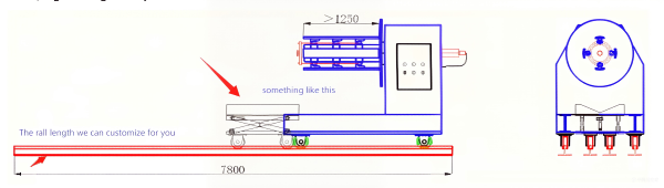 Dimensional diagram of the DeCoiler machine layout.