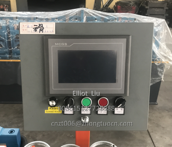 The control panel of the automatic ceiling T-grid manufacturing machinery