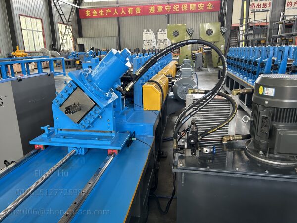 The forming section of the roll forming machine for shelf columns